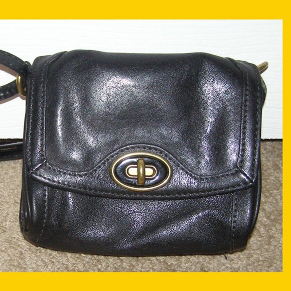 FOSSIL black leather Crossbody bag NO STRAP - Picture 1 of 12